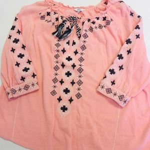 Crown & Ivy XS ~Pink Salmon ~Boho Tasseled Top